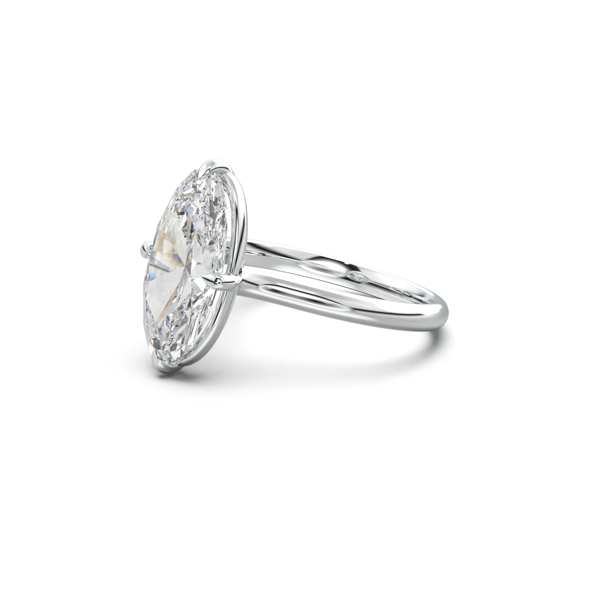 Elongated Moval Solitaire Engagement Ring