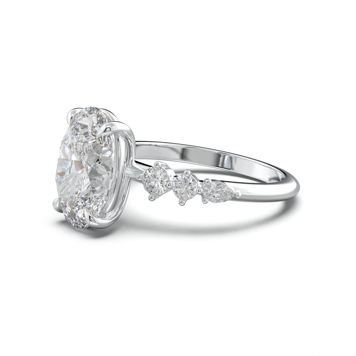 Oval Pear-Accent Engagement Ring