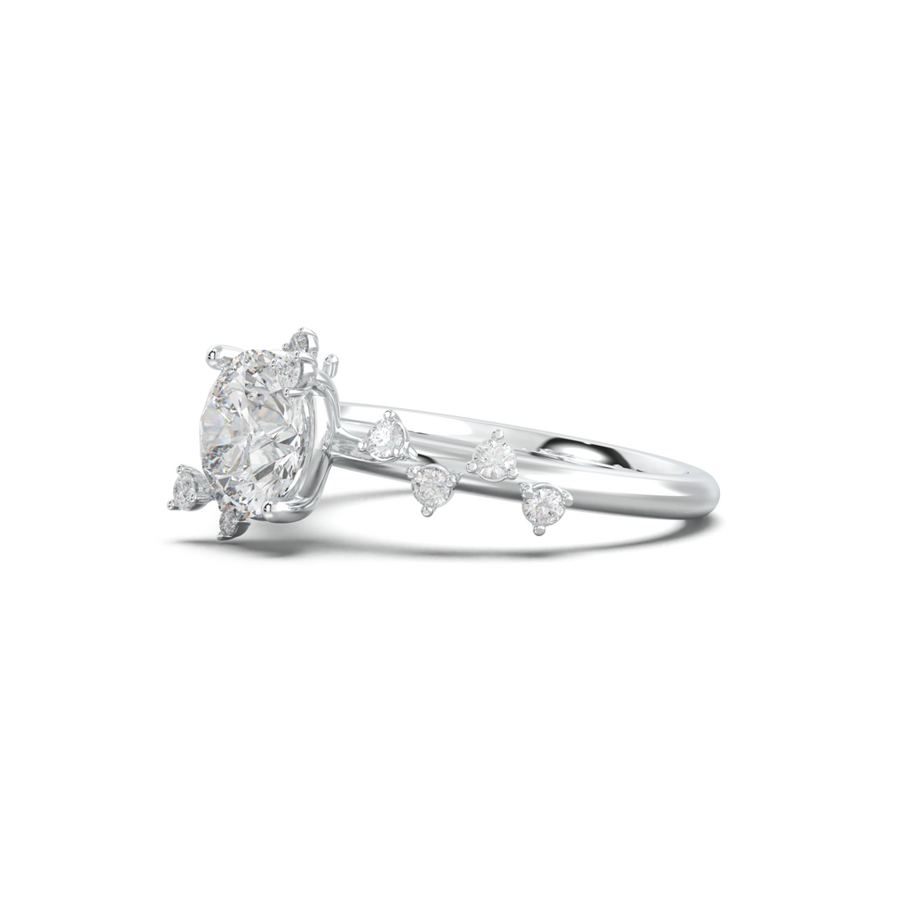 Round Botanical Accent Engagement Ring