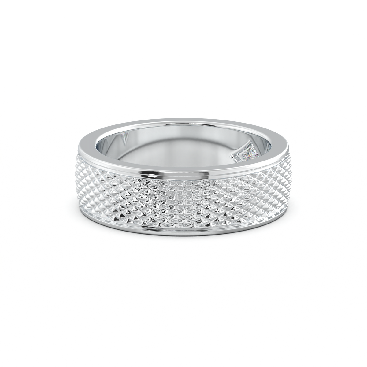 Diamond-Cut Textured Men's Wedding Band