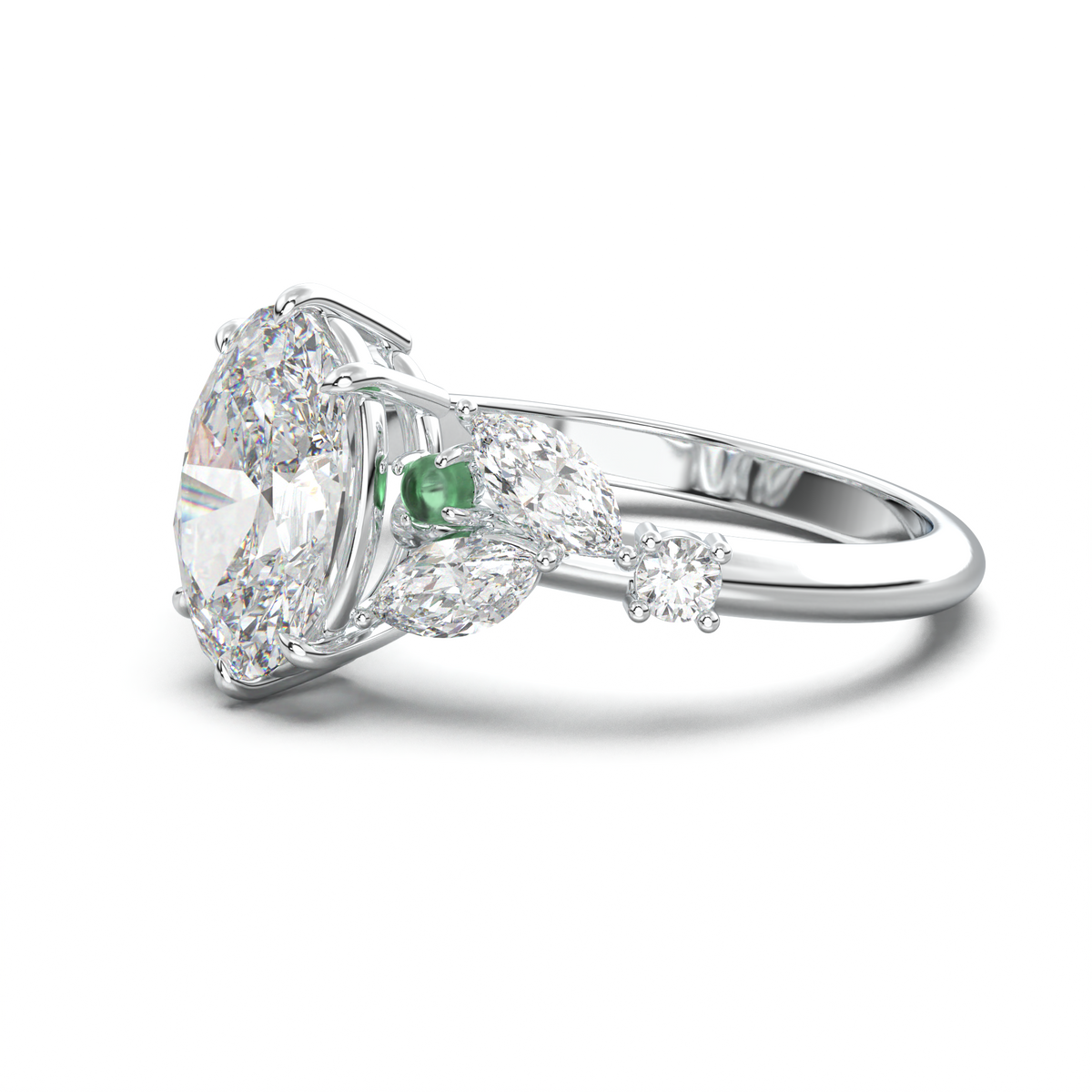 Oval Marquise-Accent Engagement Ring