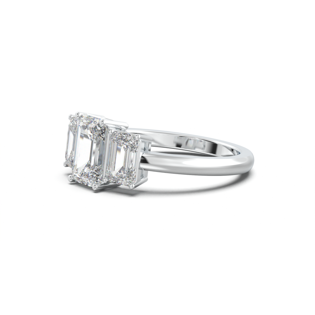 Emerald Three-Stone Engagement Ring