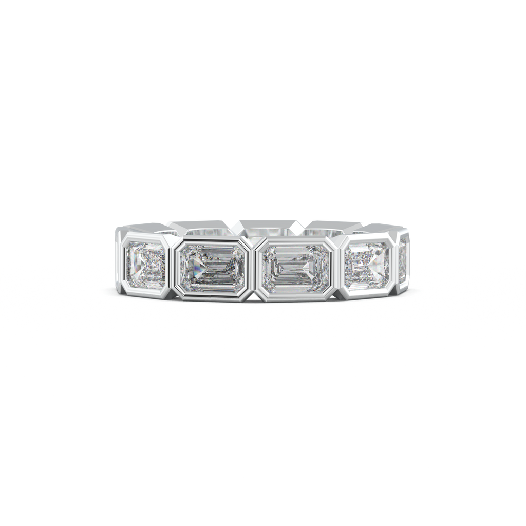 Emerald-Cut Bezel-Style Eternity Wedding Band