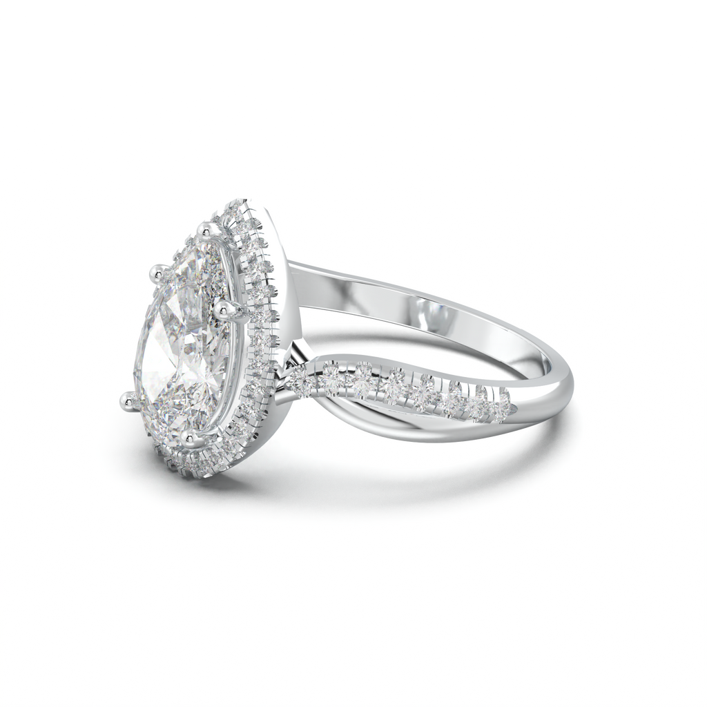 Pear Halo Twisted Pavé Engagement Ring