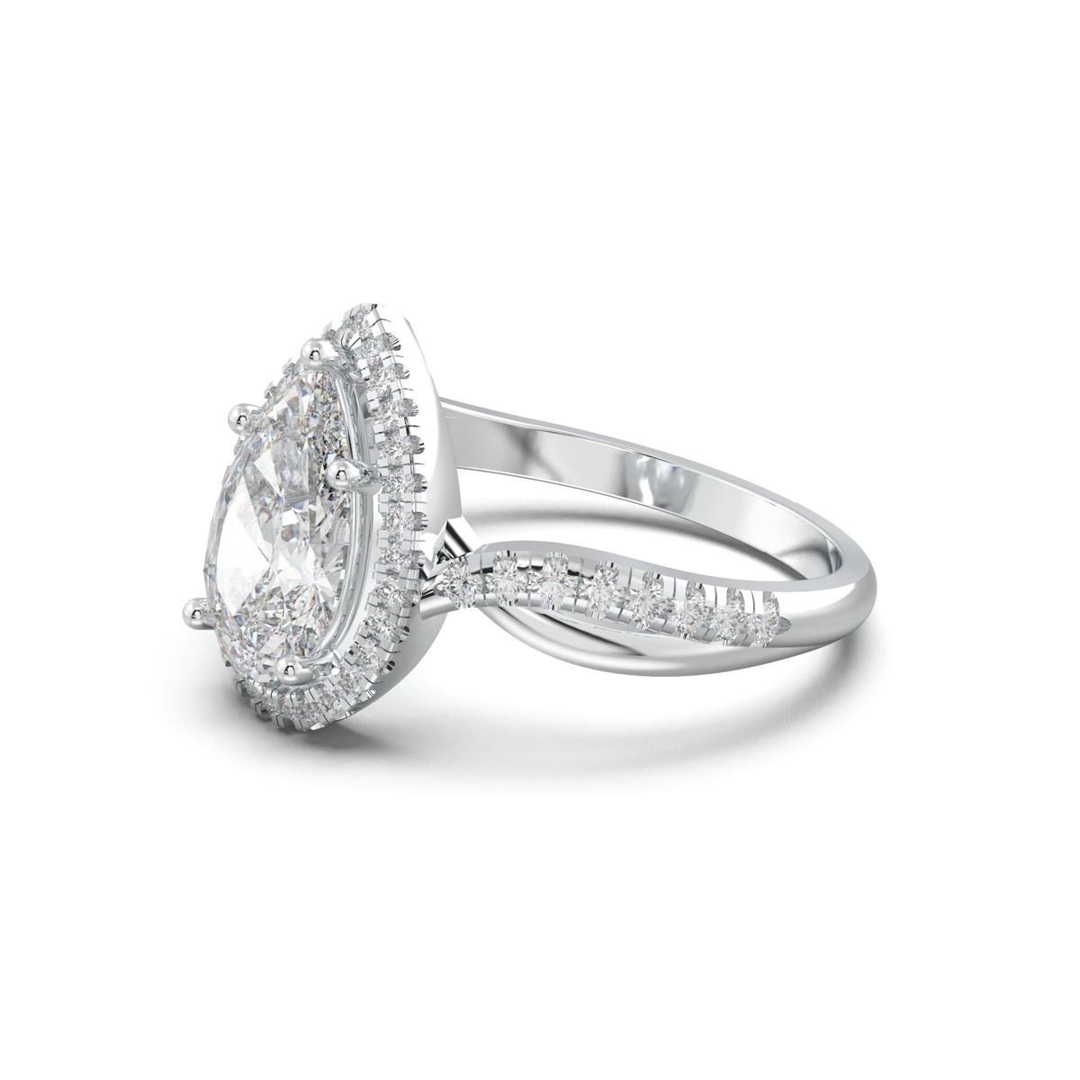 Pear Halo Twisted Pavé Engagement Ring