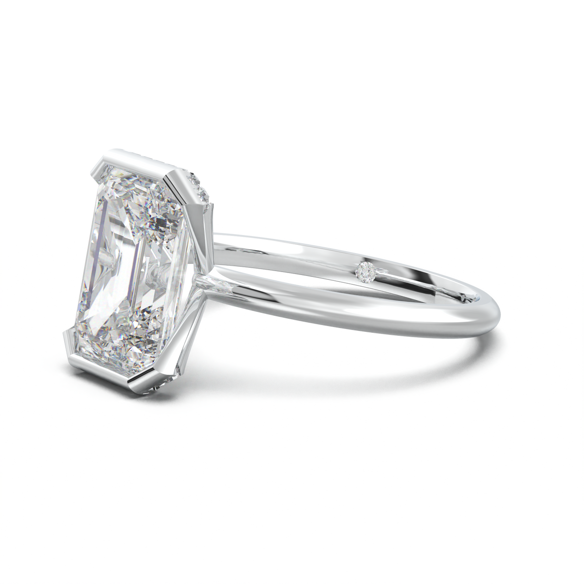 Emerald Hidden Halo Engagement Ring