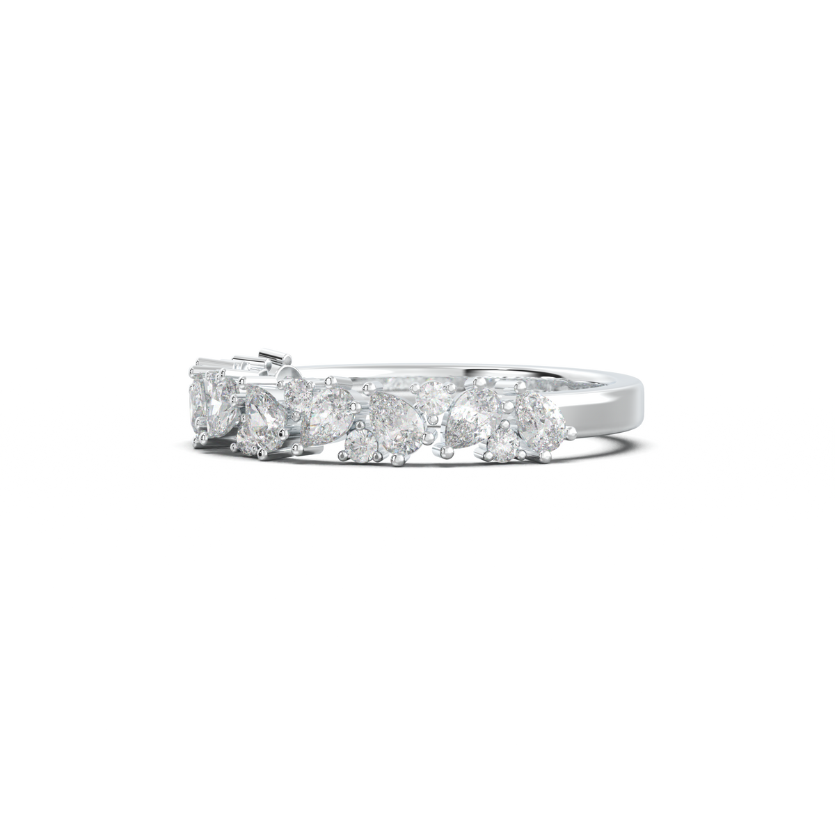 Alternating Pear & Round Half-Eternity Wedding Band