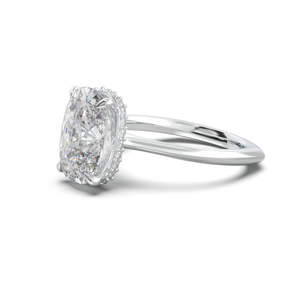 Cushion Hidden Halo Engagement Ring