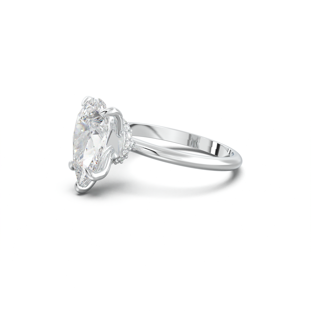 Pear Hidden Halo Engagement Ring