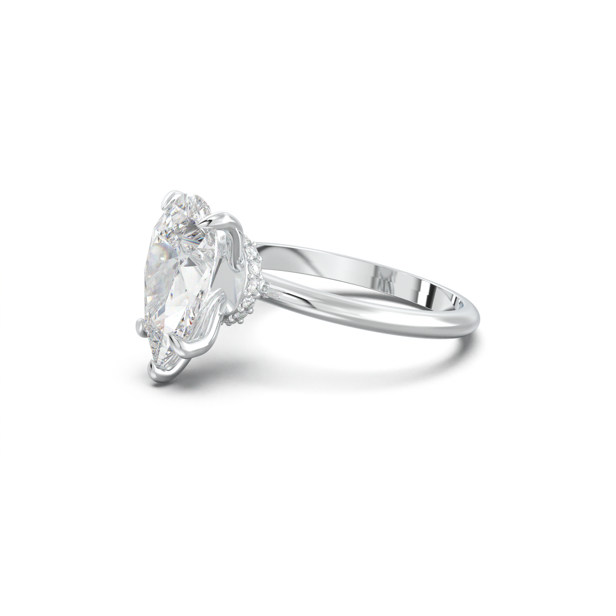 Pear Hidden Halo Engagement Ring