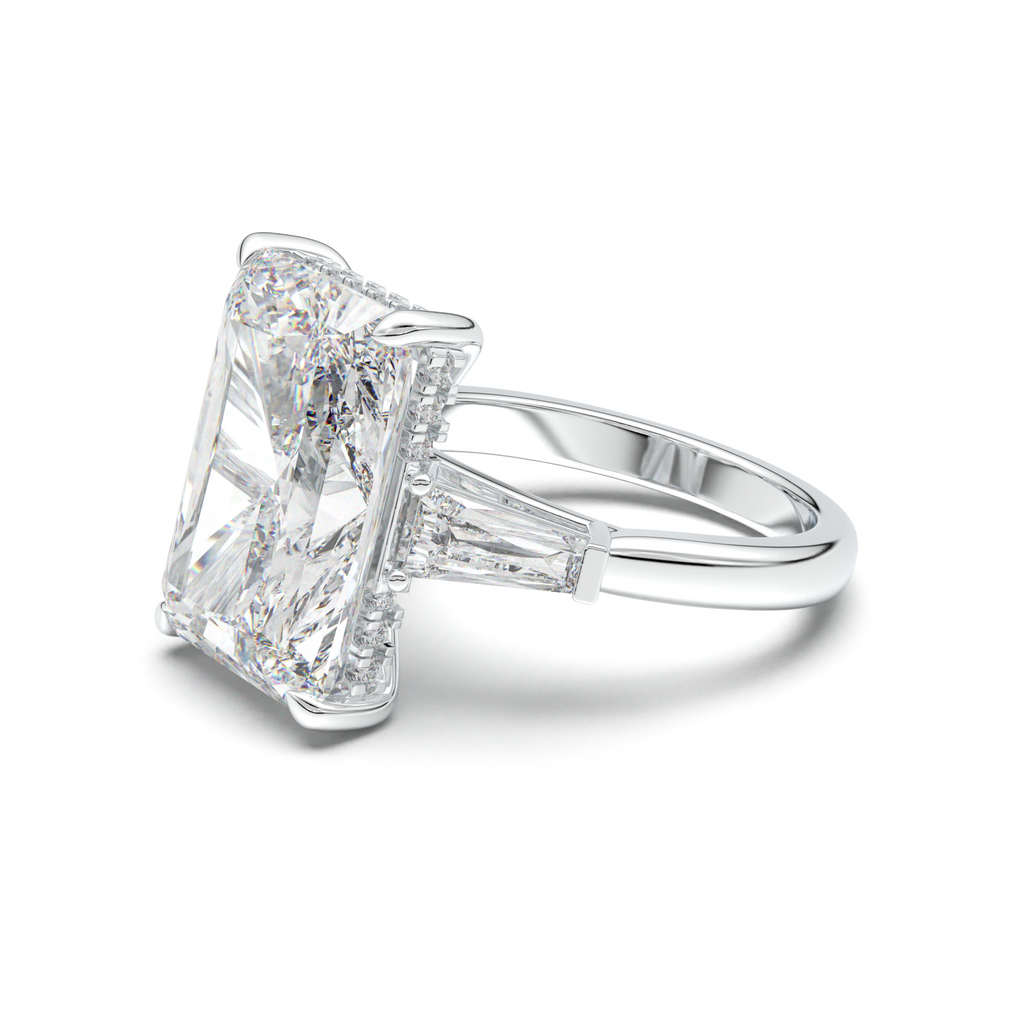 Radiant Baguette Hidden Halo Engagement Ring