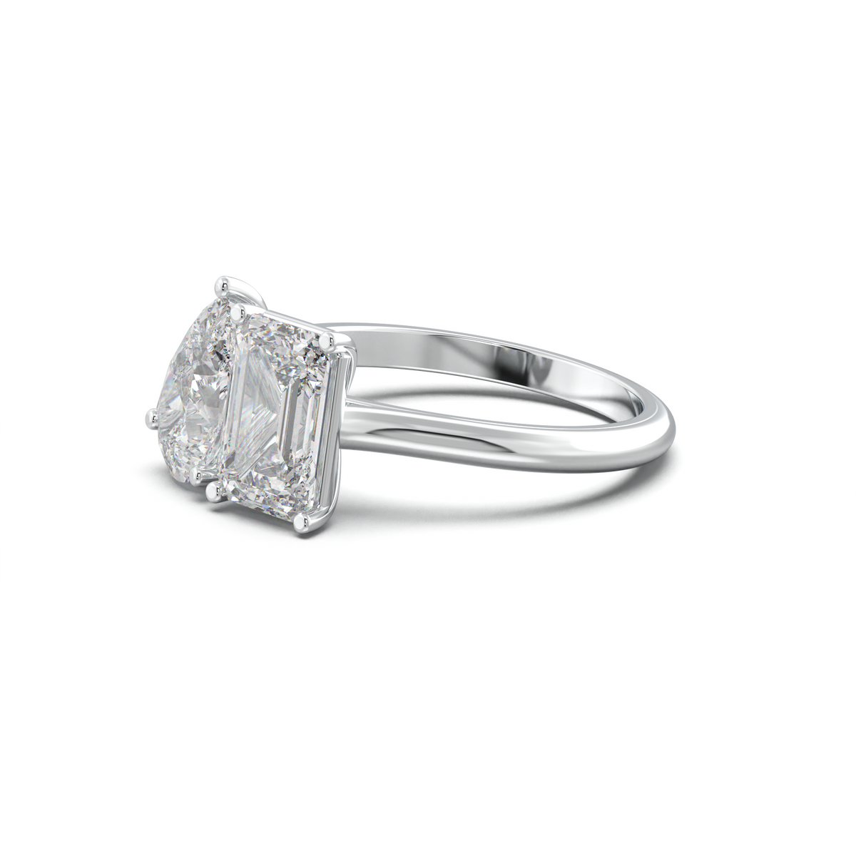 Pear & Emerald Toi et Moi Engagement Ring