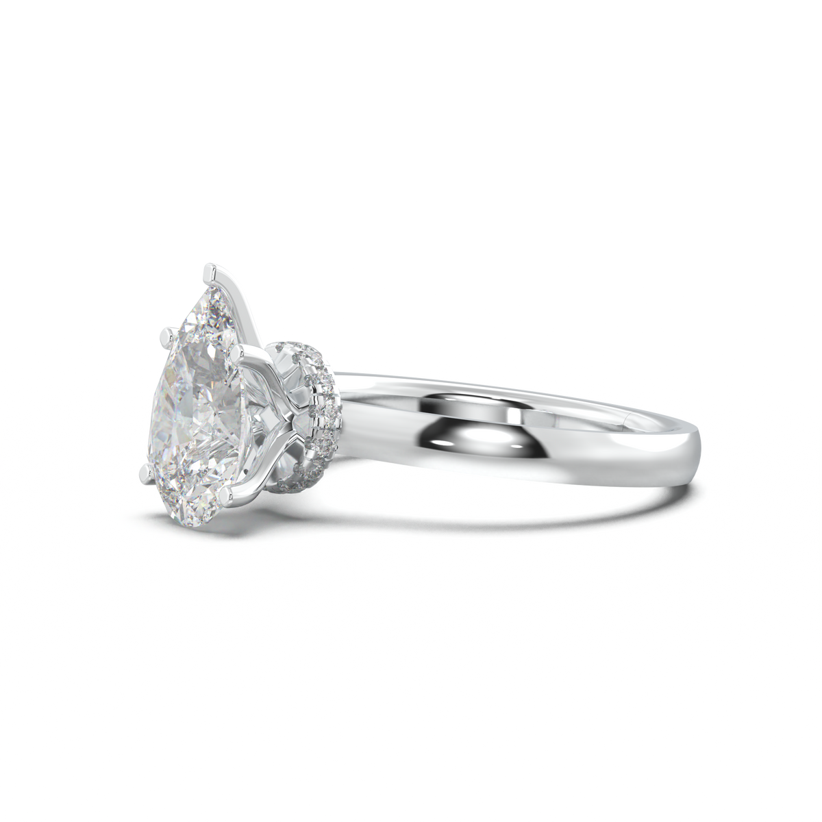 Pear Hidden Halo Engagement Ring