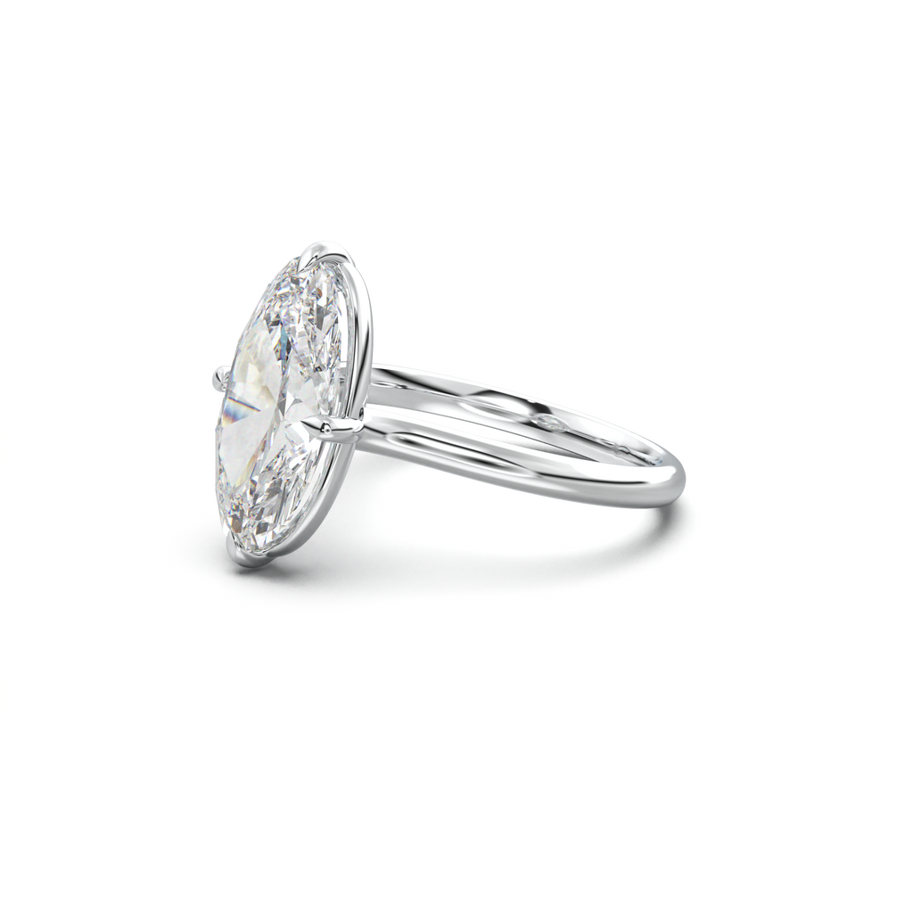 Elongated Moval Solitaire Engagement Ring