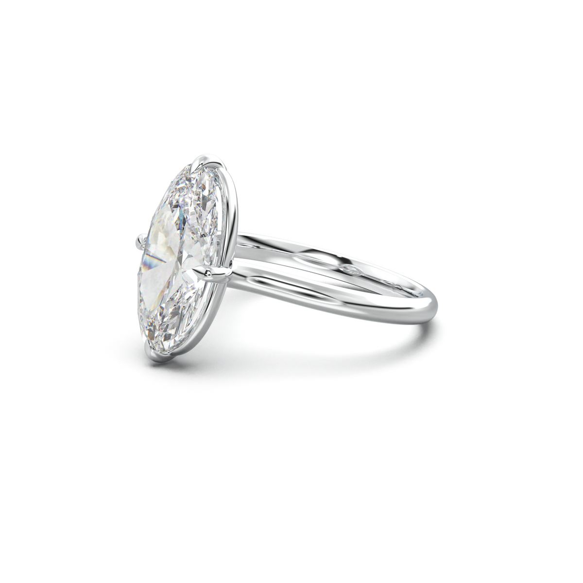 Elongated Moval Solitaire Engagement Ring