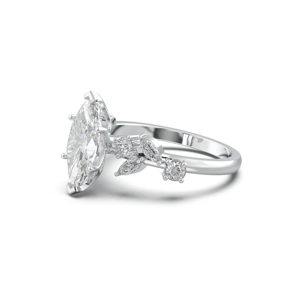 Marquise Mixed Side-Stone Engagement Ring