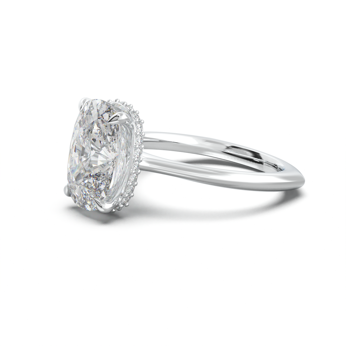 Cushion Hidden Halo Engagement Ring