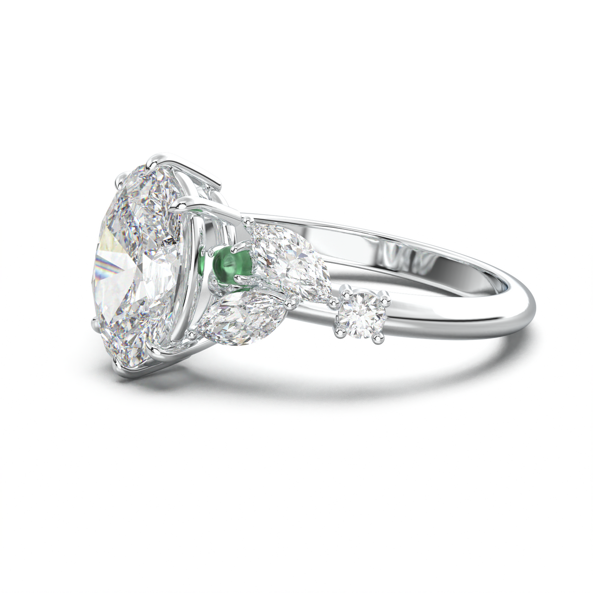 Oval Marquise-Accent Engagement Ring