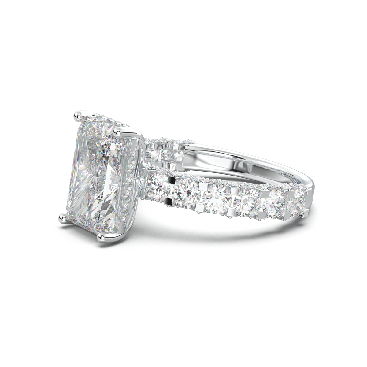 Radiant Diamond Band Engagement Ring