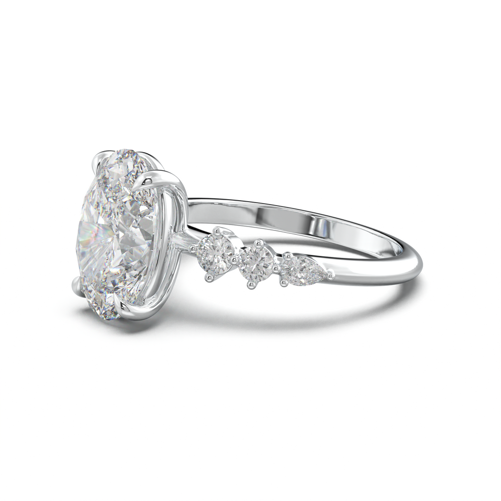 Oval Pear-Accent Engagement Ring