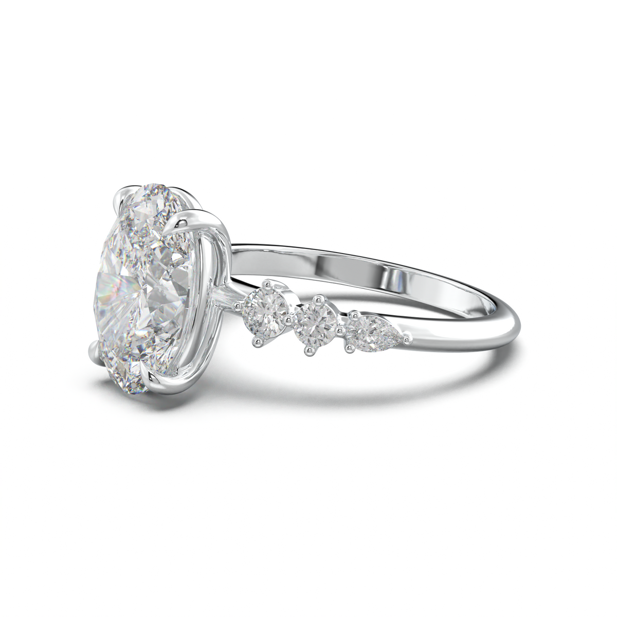 Oval Pear-Accent Engagement Ring