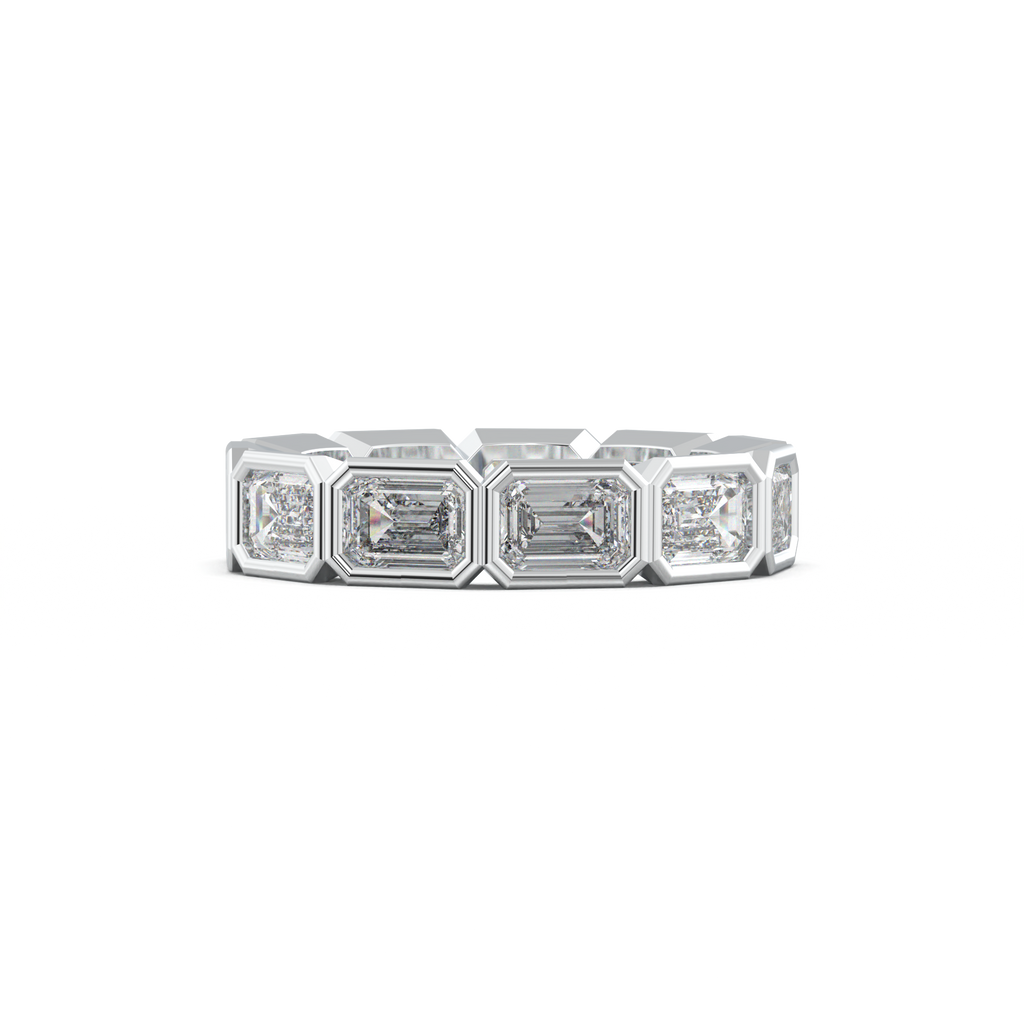 Emerald-Cut Bezel-Style Eternity Wedding Band