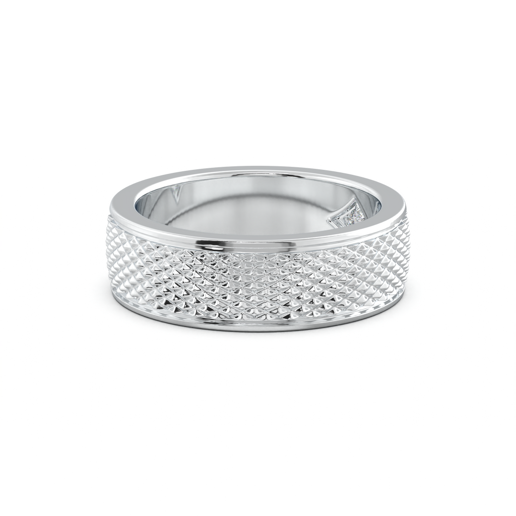 Diamond-Cut Textured Men's Wedding Band