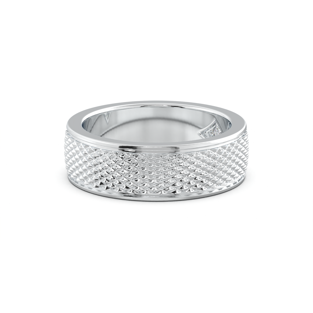 Diamond-Cut Textured Men's Wedding Band