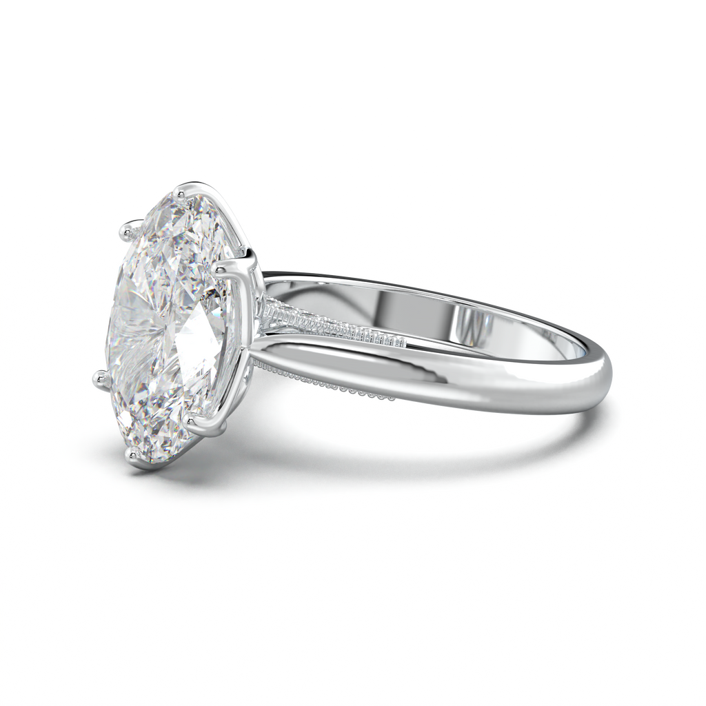 Oval Tulip Setting Hidden bridge Halo Engagement Ring