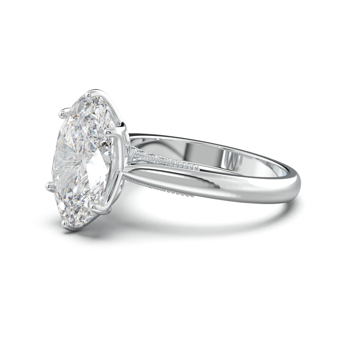 Oval Tulip Setting Hidden bridge Halo Engagement Ring
