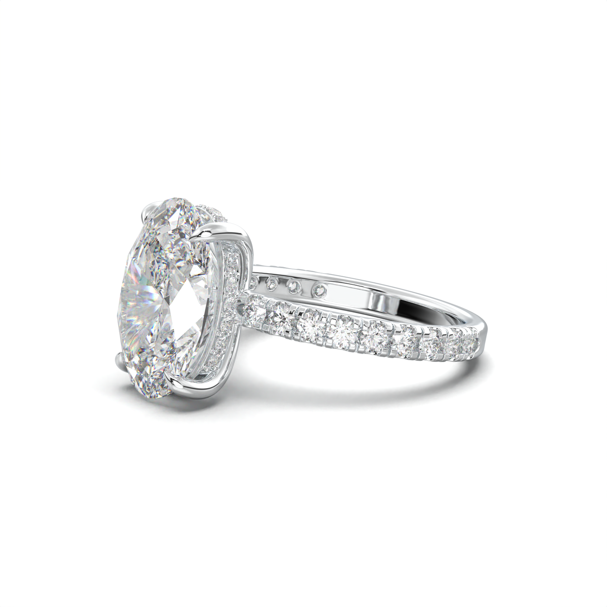 Oval Pavé Hidden Halo Engagement Ring