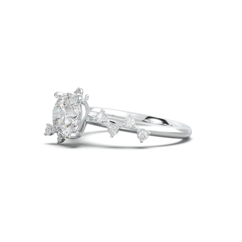 Round Botanical Accent Engagement Ring