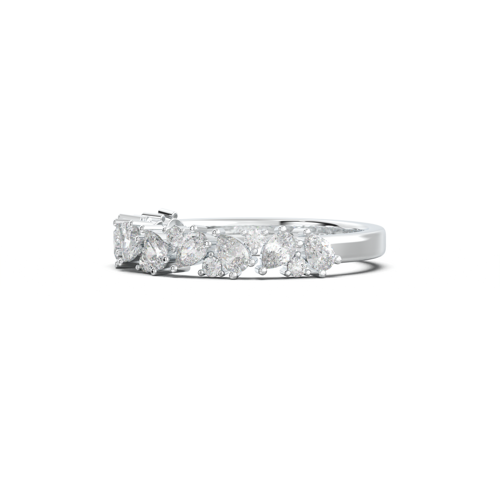 Alternating Pear & Round Half-Eternity Wedding Band