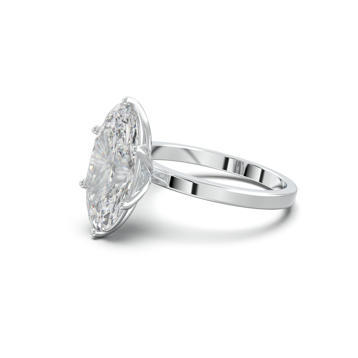 Oval Diamond-Accent Gallery Engagement Ring