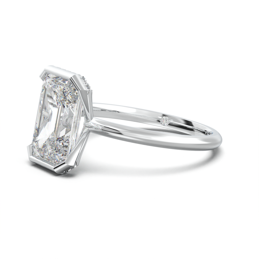 Emerald Hidden Halo Engagement Ring