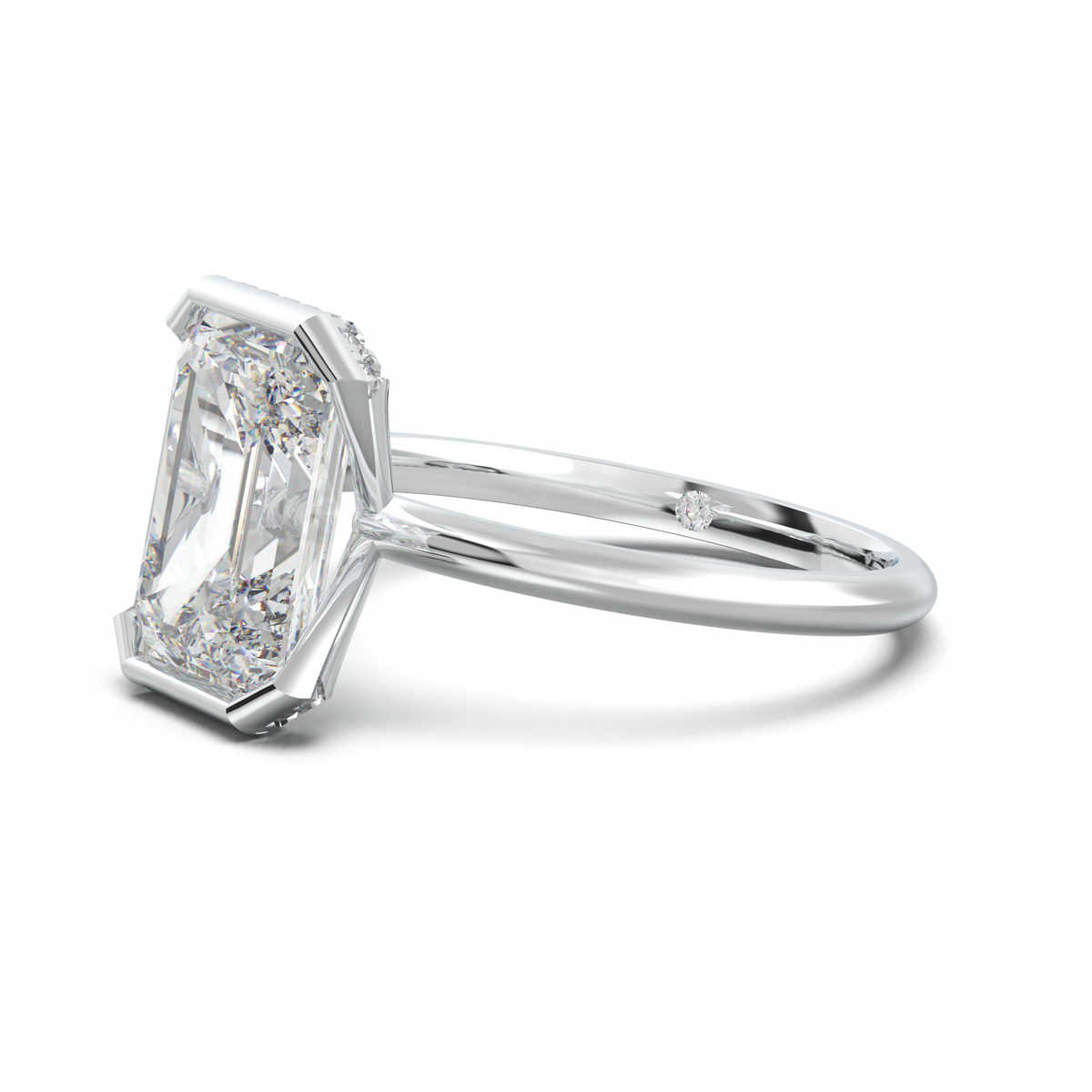 Emerald Hidden Halo Engagement Ring