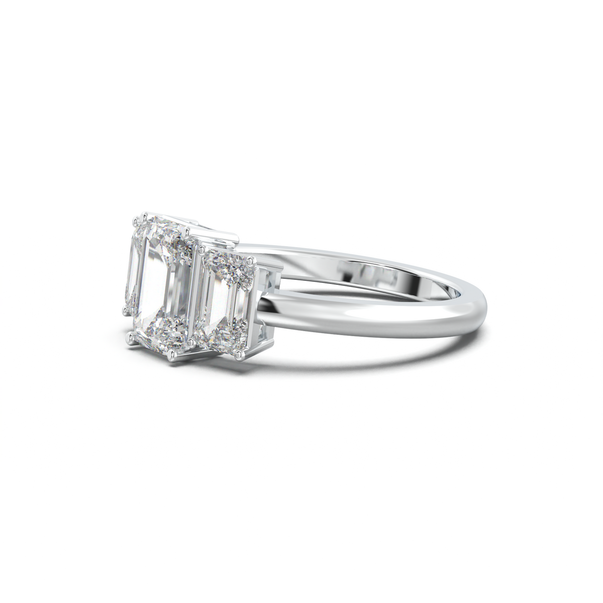 Emerald Three-Stone Engagement Ring