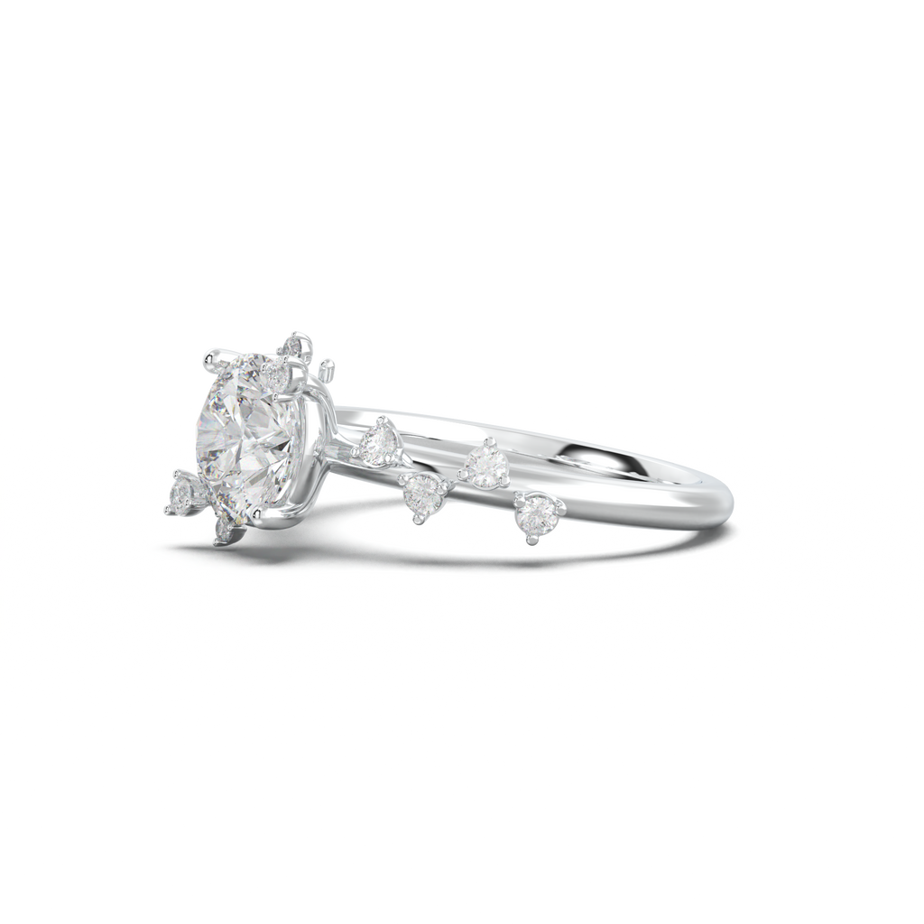 Round Botanical Accent Engagement Ring
