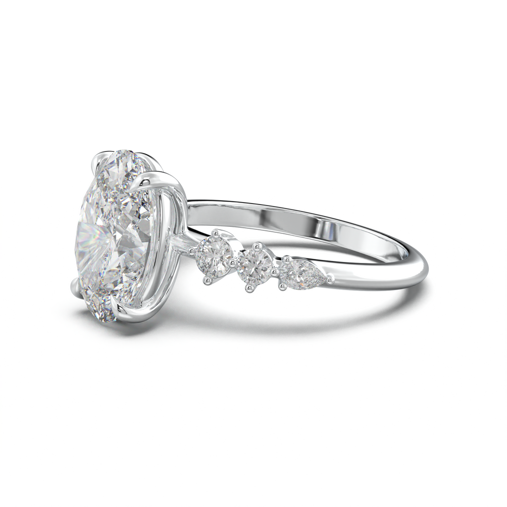 Oval Pear-Accent Engagement Ring