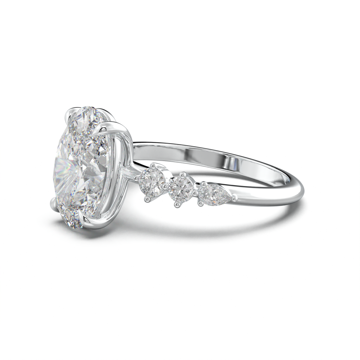 Oval Pear-Accent Engagement Ring