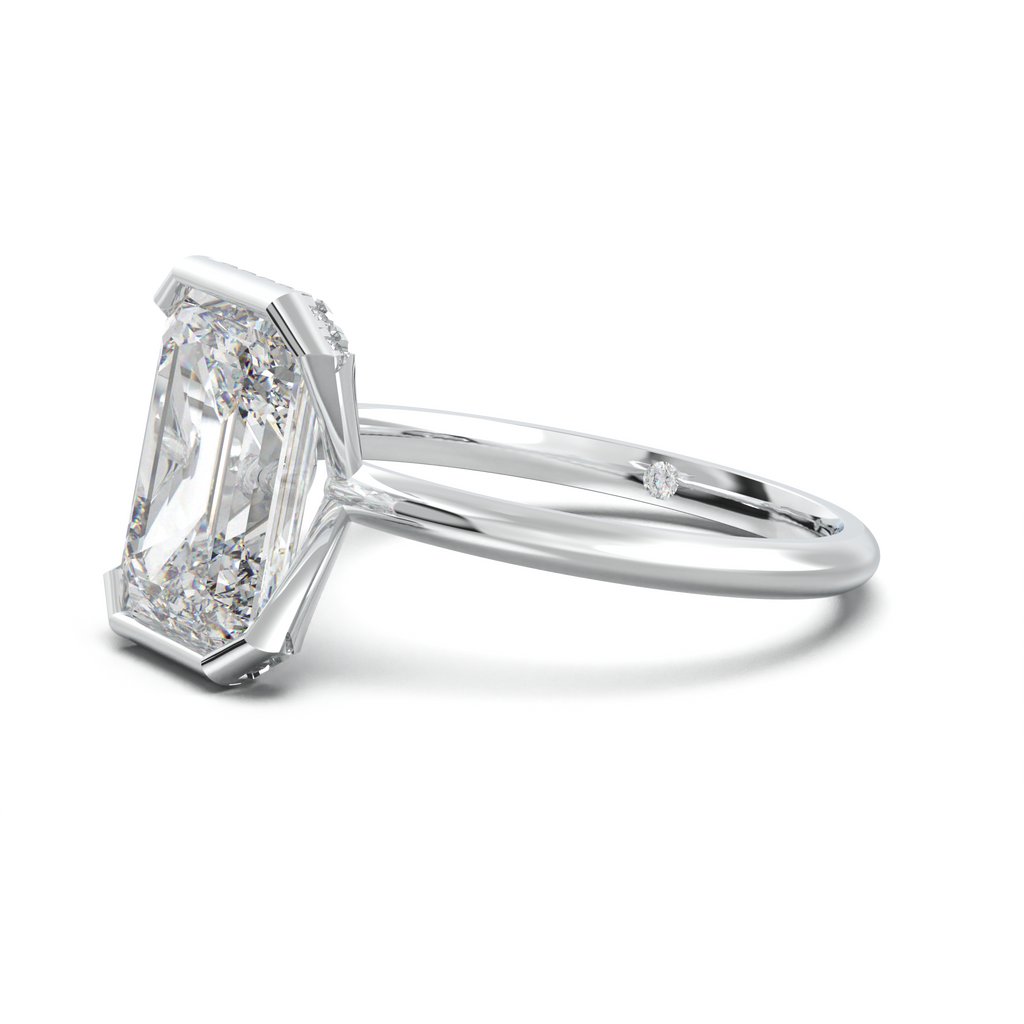 Emerald Hidden Halo Engagement Ring