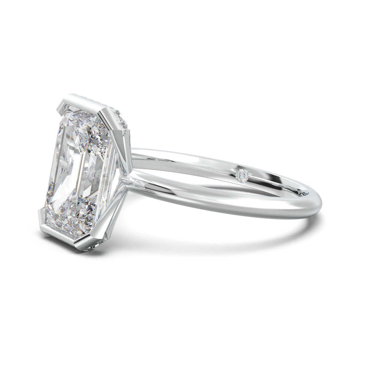 Emerald Hidden Halo Engagement Ring