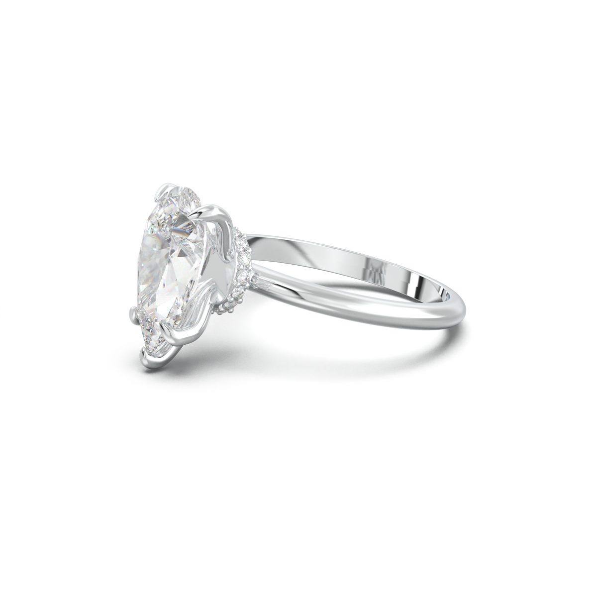 Pear Hidden Halo Engagement Ring