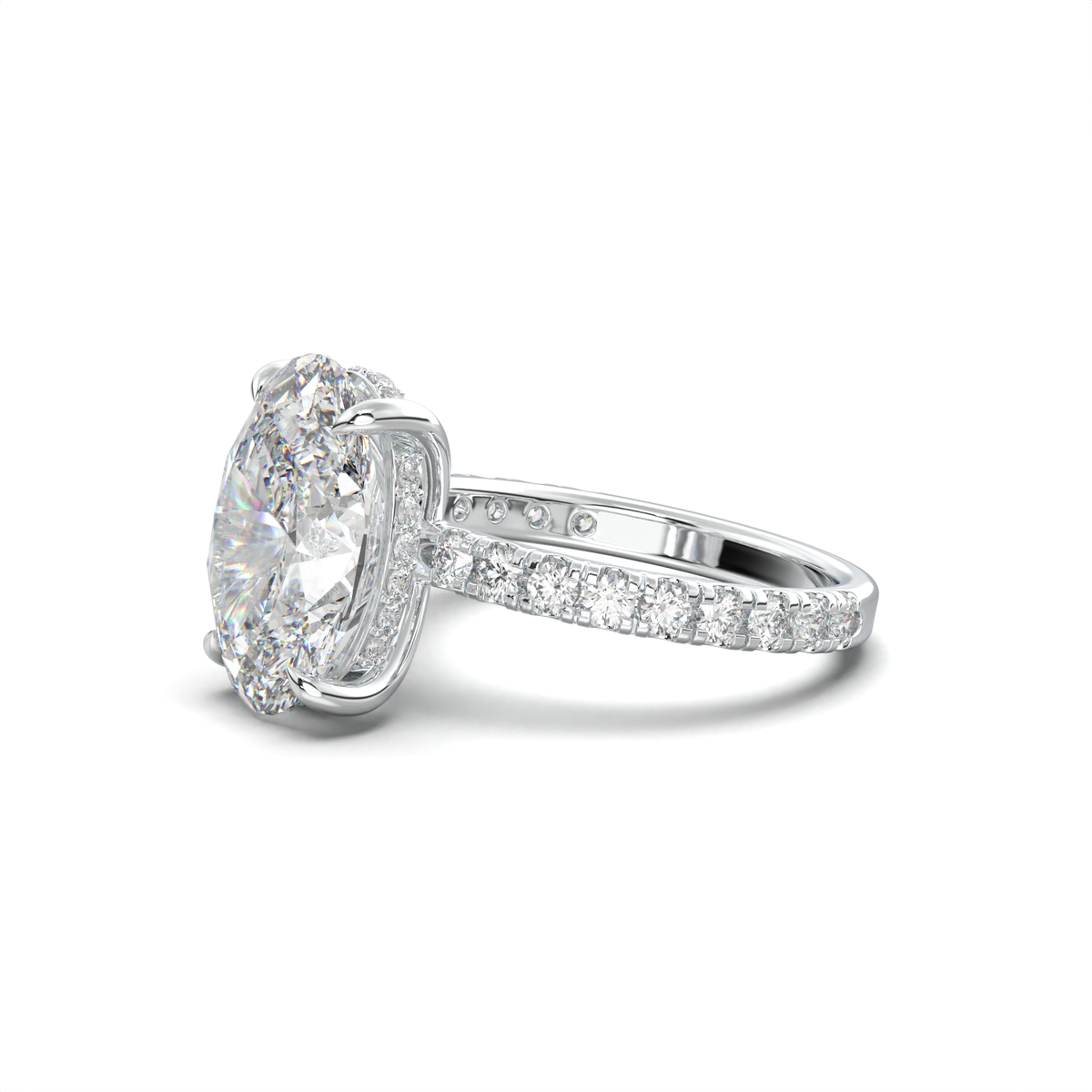 Oval Pavé Hidden Halo Engagement Ring