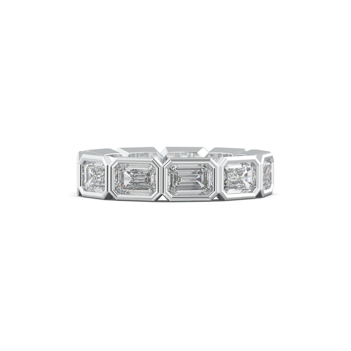 Emerald-Cut Bezel-Style Eternity Wedding Band