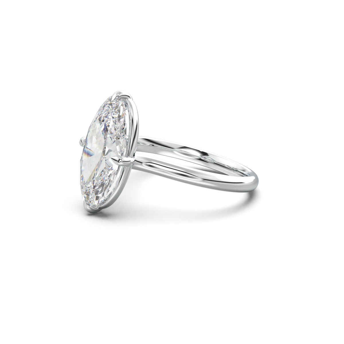 Elongated Moval Solitaire Engagement Ring