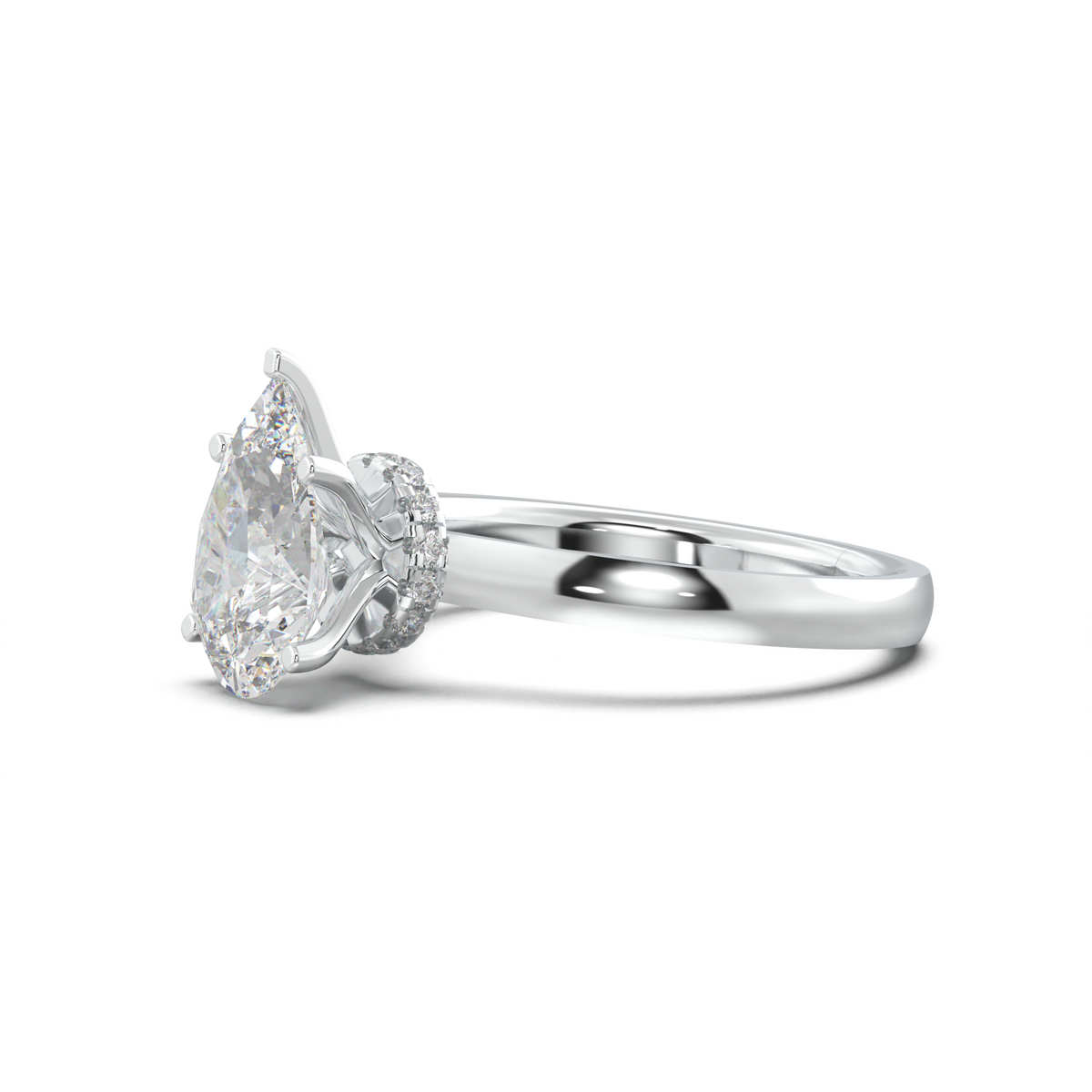 Round Hidden Halo Engagement Ring