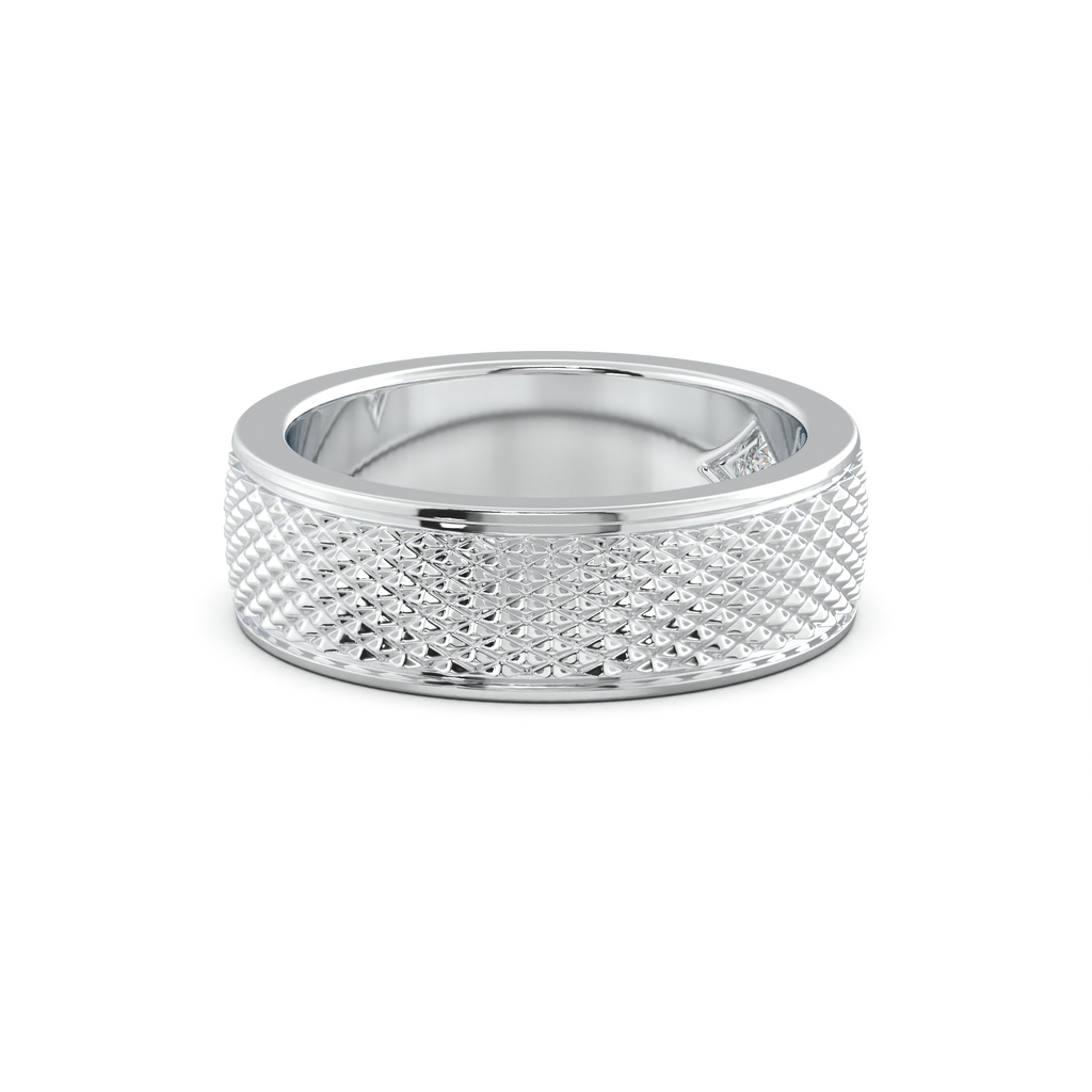 Diamond-Cut Textured Men's Wedding Band
