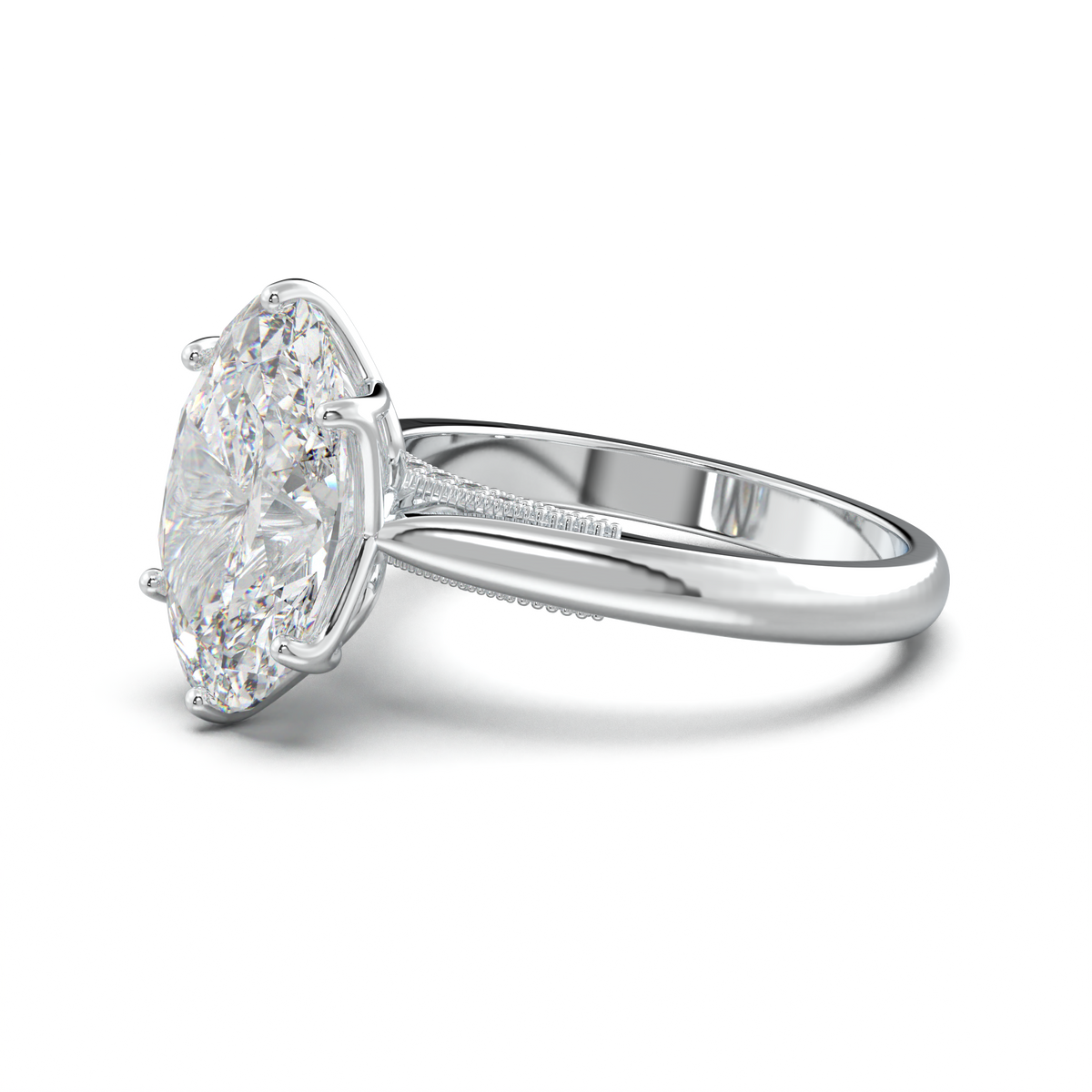 Oval Tulip Setting Hidden bridge Halo Engagement Ring