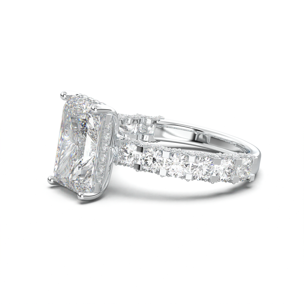 Radiant Diamond Band Engagement Ring